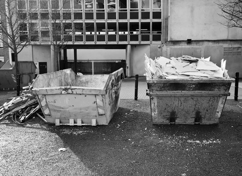 Recycling bins and commercial waste area in Kensington